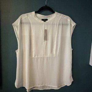 🤍 J.Crew 365 Drapey Cap Sleeve Top – Large - Cream 🤍 - 0042